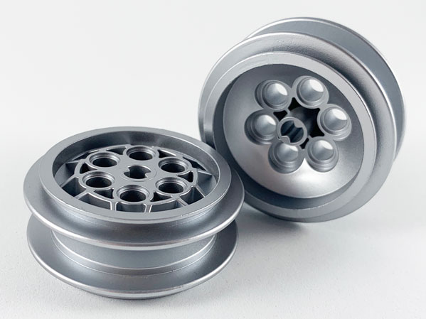 Wheel 43.2 x 18 with Extended Axle Stem in Metallic Silver