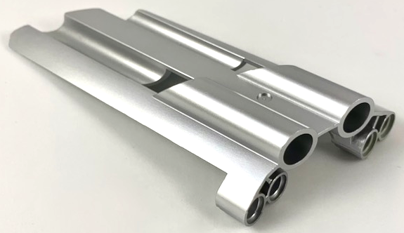 Technic Panel Fairing # 3 Large Long, Large Holes, Side A in Metallic Silver