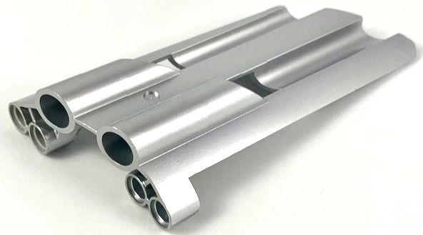 Technic Panel Fairing # 4 Large Long, Large Holes, Side B in Metallic Silver