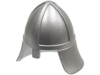 Helmet Castle with Neck Protector in Metallic Silver