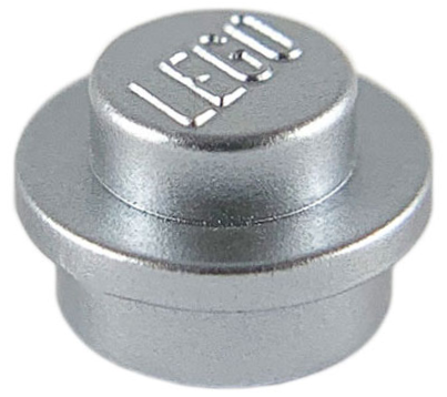 Plate Round 1 x 1 with Solid Stud in Metallic Silver