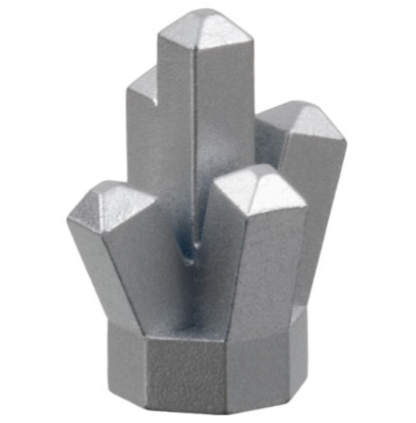 Rock 1 x 1 Crystal 5 Point in Metallic Silver