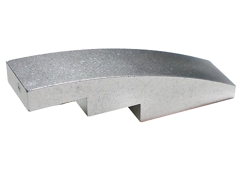 Brick Curved 4 x 1 No Studs [Stud Holder with Asymmetric Ridges] in Metallic Silver