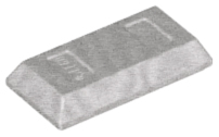 Tile Special 1 x 2 with Sloped Walls AKA Money / Gold Bar [Ingot] in Metallic Silver