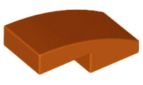 Brick Curved 2 x 1 No Studs [1/2 Bow] in Dark Orange
