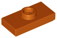 Plate Special 1 x 2 with 1 Stud with Groove and Inside Stud Holder (Jumper) in Dark Orange