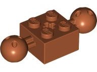 Technic Brick Special 2 x 2 with 10.2mm Balls with Holes and Axle Hole in Dark Orange