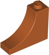 Brick Curved 1 x 3 x 2 Inverted [Inside Bow] in Dark Orange