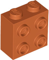 Brick Special 1 x 2 x 1 2/3 with 4 Studs on 1 Side in Dark Orange