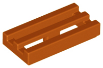 Tile Special 1 x 2 Grille with Bottom Groove in Dark Orange