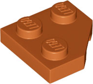 Wedge Plate 2 x 2 Cut Corner in Dark Orange