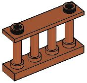 Fence Spindled 1 x 4 x 2 [2 Top Studs] in Dark Orange