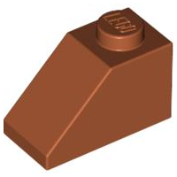 Brick Sloped 45° 2 x 1 with Bottom Pin in Dark Orange
