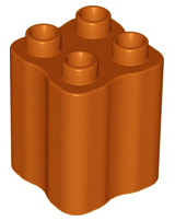 Duplo Brick 2 x 2 x 2 with Indented Sides (Tree Trunk) in Dark Orange