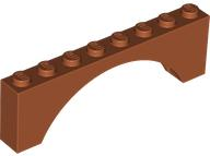 Brick Arch 1 x 8 x 2 in Dark Orange