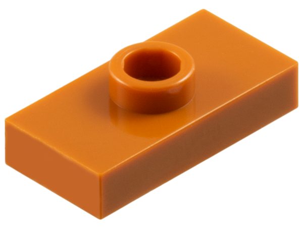 Plate Special 1 x 2 with 1 Stud without Groove (Jumper) in Dark Orange
