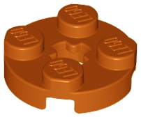 Plate Round 2 x 2 with Axle Hole Type 1 (+ Opening) in Dark Orange