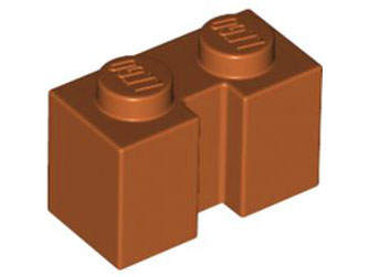 Brick Special 1 x 2 with Groove in Dark Orange
