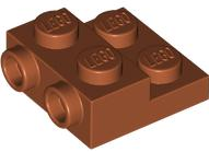 Plate Special 2 x 2 x 2/3 with Two Studs On Side and Two Raised [Half Hollow Anti-stud] - Updated Version in Dark Orange
