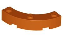 Brick Round Corner 4 x 4 Macaroni Wide with 3 Studs in Dark Orange