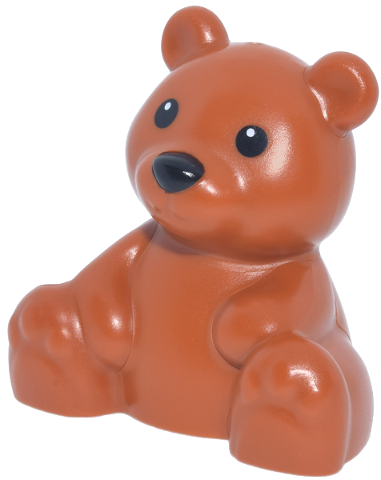 Duplo Animal Bear, Sitting, Black Eyes and Nose Print in Dark Orange