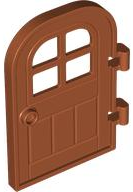 Door Right 4 x 6 with Curved Top, Bars in Dark Orange