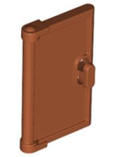 Door for Window Frame 1 x 4 x 3, Semicircular Handle Holes on Back in Dark Orange