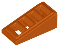 Brick Sloped 18° 2 x 1 x 2/3 with 4 Slots / Grate in Dark Orange
