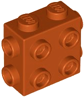 Brick Special 1 x 2 x 1 2/3 with 8 Studs on 3 Sides in Dark Orange