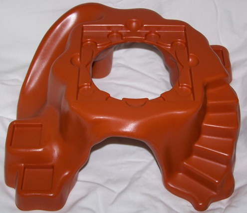 Duplo Baseplate Raised 18 x 19 x 6, with Large Top Hole, and No Studs in Dark Orange