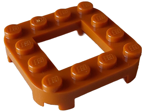Plate Round Corners 4 x 4 x 2/3 Circle with 2 x 2 Opening in Dark Orange