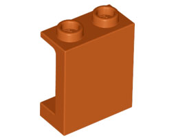 Panel 1 x 2 x 2 [Side Supports / Hollow Studs] in Dark Orange