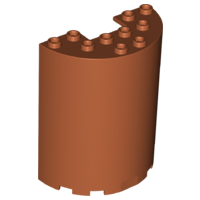 Cylinder Half 3 x 6 x 6 with 1 x 2 Cutout in Dark Orange
