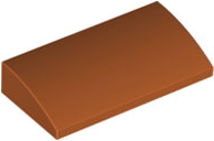 Brick Curved 2 x 4 x 2/3 No Studs, with Bottom Tubes in Dark Orange