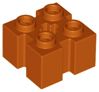 Brick Special 2 x 2 with Grooves and Axle Hole in Dark Orange