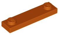 Plate Special 1 x 4 with 2 Studs, 3 Bottom Tubes in Dark Orange