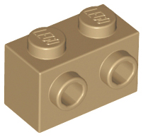 Brick Special 1 x 2 with 2 Studs on 1 Side in Dark Tan