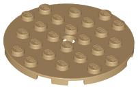 Plate Round 6 x 6 with Hole in Dark Tan