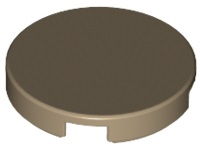 Tile Round 2 x 2 with Bottom Stud Holder in Dark Tan