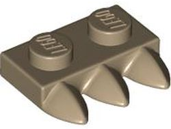 Plate Special 1 x 2 with Three Teeth [Tri-Tooth] in Dark Tan