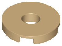 Tile Special Round 2 x 2 with Hole in Dark Tan