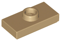 Plate Special 1 x 2 with 1 Stud with Groove and Inside Stud Holder (Jumper) in Dark Tan