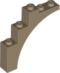Brick Arch 1 x 5 x 4 [Continuous Bow, Raised Underside Cross Supports] in Dark Tan