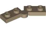 Hinge Plate 1 x 4 Swivel Top / Base - Hollow Clip [Complete Assembly] in Dark Tan