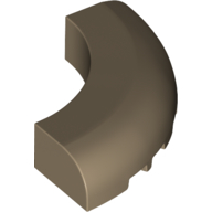 Brick Round Corner 5 x 5 x 1 Curved, Bottom Cut Outs, No Studs, 7 Bottom Tubes in Dark Tan