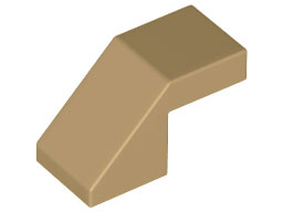 Brick Sloped 45° 2 x 1 with 2/3 Inverted Cutout and no stud in Dark Tan
