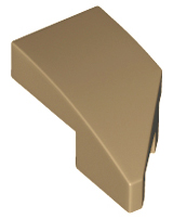 Brick Wedged, Curved 2 x 1 with Stud Notch Left in Dark Tan