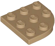 Plate Round Corner 3 x 3 in Dark Tan