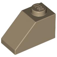 Brick Sloped 45° 2 x 1 with Bottom Pin in Dark Tan