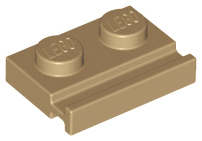 Plate Special 1 x 2 with Door Rail in Dark Tan